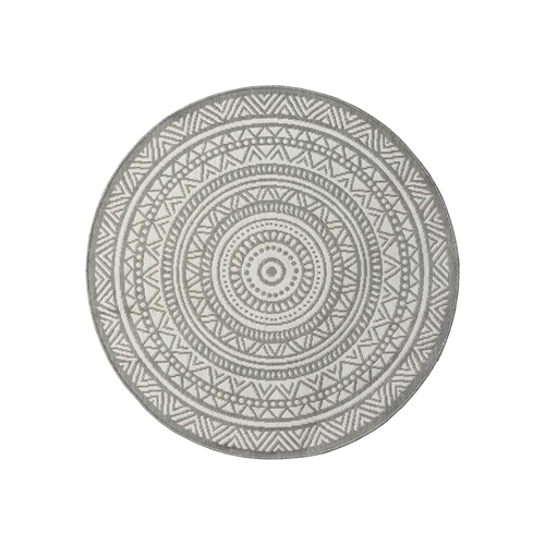 Round rug - Ø 160 cm - Grey patterned - Outdoor - Nordstrand Home