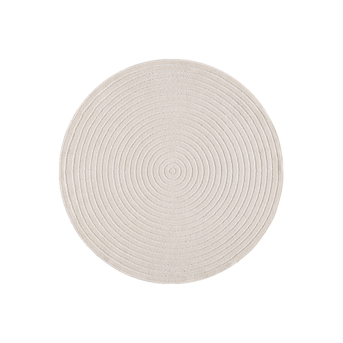 Round floor rug - Ø 160 cm - Woven - Cream-coloured with pattern - Tenerife - Nordstand Home