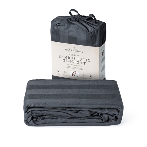 Bamboo bedding - 140x200 cm - 100% Natural bamboo - OlsenHome - Charcoal grey satin woven duvet cover