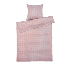 JUNA bedding - 100% organic cotton satin - Pleasantly blue with pink flowers