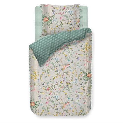 Floral bedding - 140x220 cm - Petites Fleurs Khaki - Bed linen with a double-sided design - 100% cotton - Pip Studio