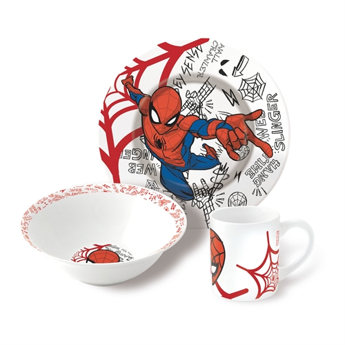 Spider-Man children\'s tableware in ceramic - 3-piece dining set for children - Spider-Man