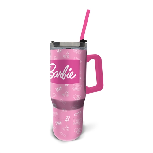 Barbie water bottle - XL thermos bottle 940 ml - Water bottle with straw and handle - Large water bottle