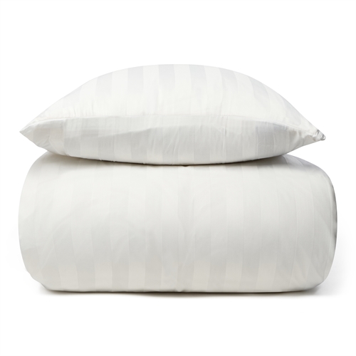 Bamboo bedding - 140x220 cm - 100% Natural bamboo - White, jacquard woven bed set with stripes