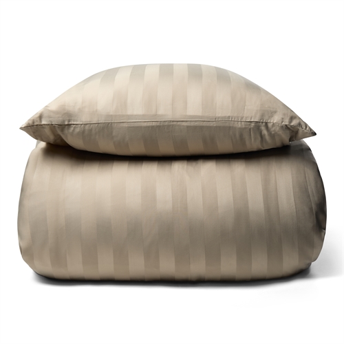 Bamboo bedding - 140x220 cm - 100% Natural bamboo - Sand-colored, jacquard woven bed set with stripes