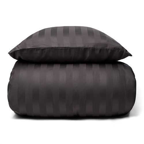 Bamboo bedding - 140x220 cm - 100% Natural bamboo - Grey, jacquard woven bed set with stripes