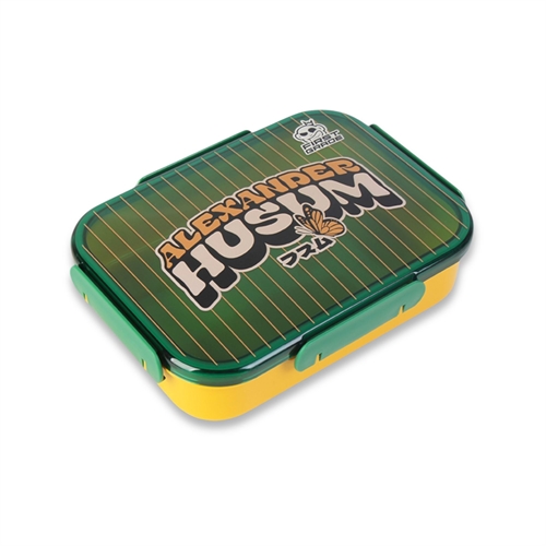 Alexander Husum lunchbox with divider - Green and yellow