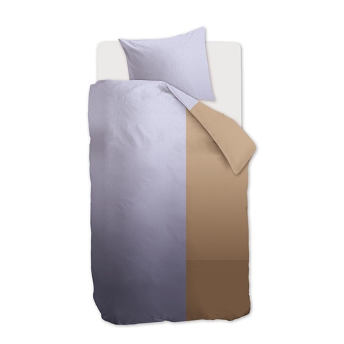 Checked bedding 140x200 cm - Sand-colored and blue bedding set in 100% cotton satin - Citadal sand - Auping bed linen