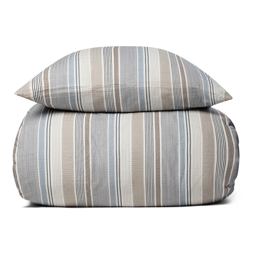 Seersucker kingsize bedding 240x220 cm - Striped bed set - 100% cotton - Crepe bed linen - By Night 