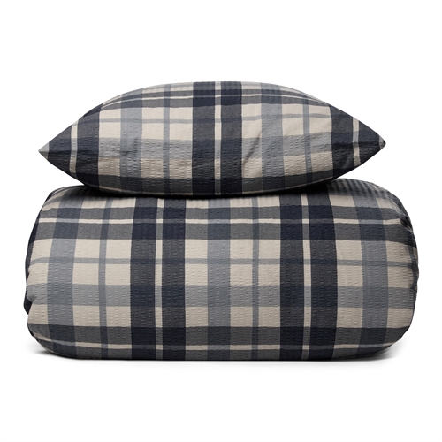 Seersucker kingsize bedding 240x220 cm - Checkered bed set - 100% cotton - Crepe bed linen - By Night