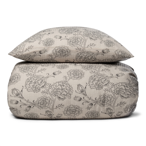 Seersucker kingsize bedding 240x220 cm - Floral bed set - 100% cotton - Crepe bed linen - By Night