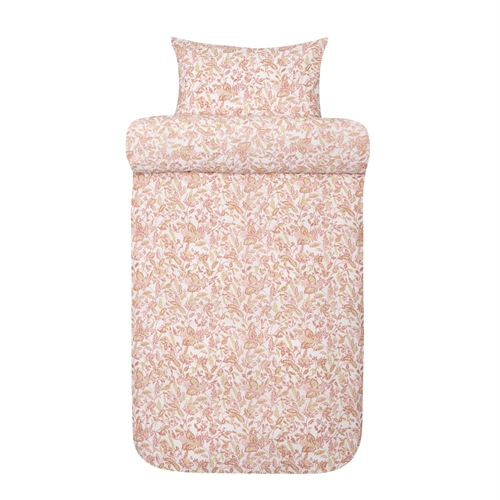 Woven crepe bedding 140x200 cm - Light pink bedding set with leaves - 100% soft cotton - Seersucker bedding - Barbro Høie Of Scandinavia