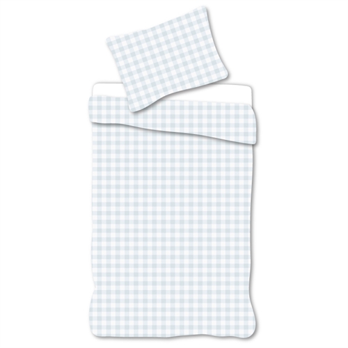 Junior bedding 100x140 cm - Bedding set with blue and white checks - 100% soft cotton bed linen
