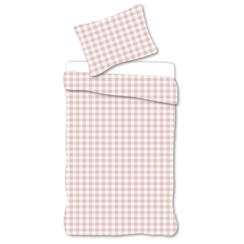 Junior bedding 100x140 cm - Bedding set with white and light pink checks - 100% soft cotton bed linen