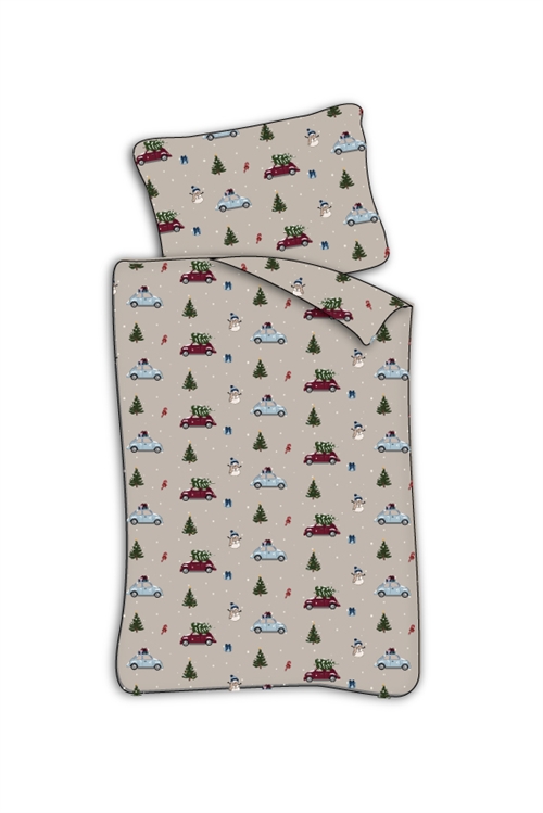 Baby Christmas bedding 70x100 cm - Christmas bedding set with cars and Christmas trees - Christmas Drive - 100% soft cotton bedding