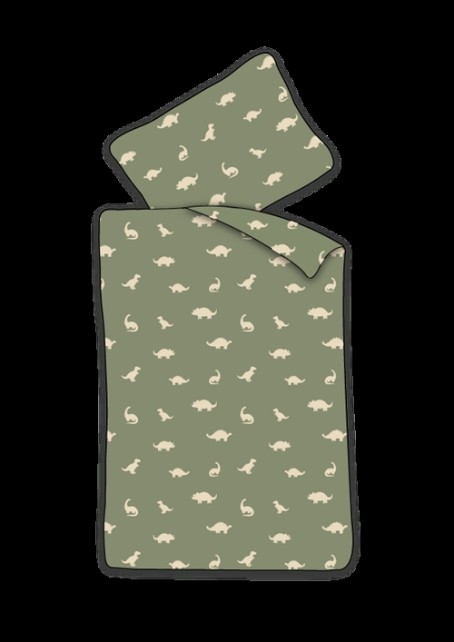 Junior Bedding 100x140 cm - Green Dinosaur Bedding Set - 100% Soft Cotton Bed Linen