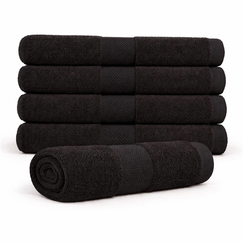 Cotton towel - 100% cotton - Bath towel 70x140 cm - Diamond - Black