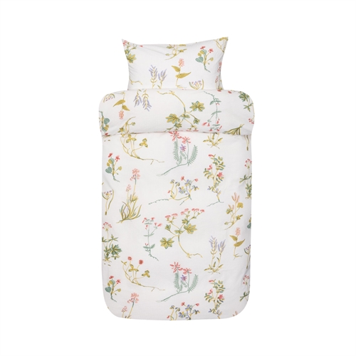 Woven crepe bedding 140x200 cm - White bedding set with flowers - 100% soft cotton - Seersucker bedding - Fiona Høie Of Scandinavia