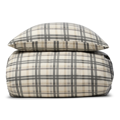 Flannel kingsize bedding 240x220 cm - Soft checkered bed set - 100% cotton flannel - By Night bed linen