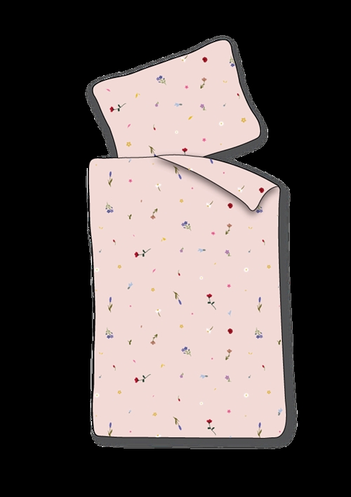 Junior Bedding 100x140 cm - Pink Bedding Set with Flowers - 100% Soft Cotton Bed Linen
