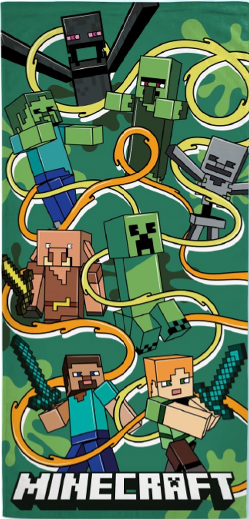 Green Minecraft Towel - 70x140 cm - 100% Cotton - Soft Bath Towel Minecraft Monsters