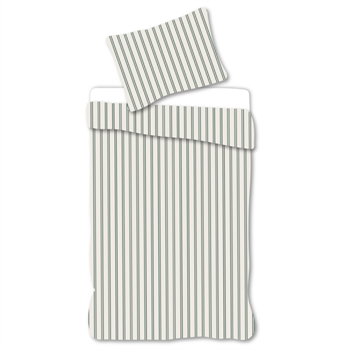 Junior bedding 100x140 cm - White bedding set with green stripes - 100% soft cotton bed linen