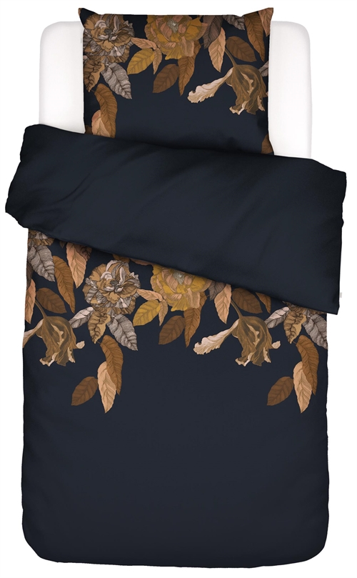 Floral bedding 140x200 cm - Night Blue - Reversible set in 100% cotton satin - Essenza bedding