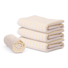 Striped towel - 100% cotton - Yellow/white