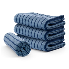 Striped towel - 100% cotton - Dark blue/light blue