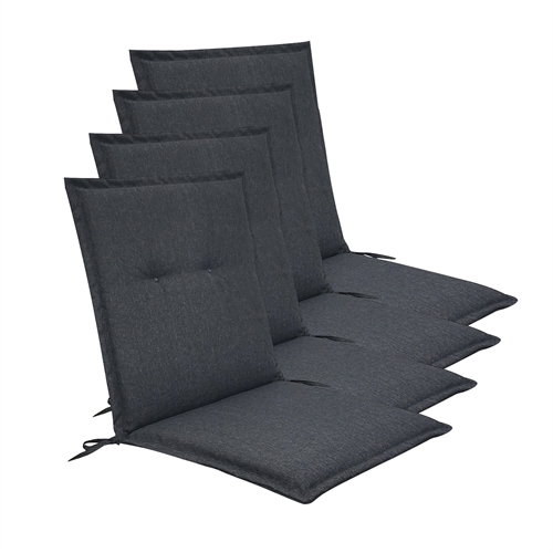 Garden Cushion Pack for Garden Chair 4 pcs. - Luxury Cushion 5 cm Foam - Anthracite Grey Garden Chair Cushions with Durable UV-Resistant Cover - Nordstrand Home Chair Cushions