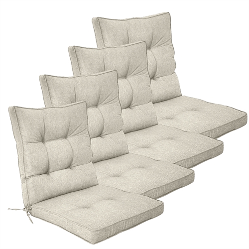 Exclusive garden cushion pack for garden chair 4 pcs. - Extra soft 7 cm thick luxury cushions - Modern button design beige chair cushions - UV protected Nordstrand Home cushions