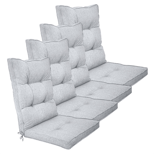Exclusive garden cushions for position chair 4 pcs. - Extra soft 7 cm thick luxury garden cushions for high back chair - Modern button design grey chair cushions - UV protected Nordstrand Home cushions