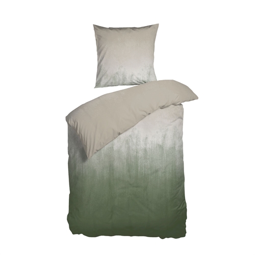 Green bedding 140x200 cm - Faded bed set in green and sand - 100% GOTS organic cotton satin - Horizon - Nordisk Tekstil bedding