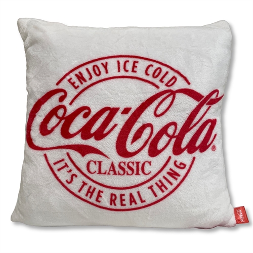 Coca Cola decorative cushion - 43x43 cm - Soft white fleece pillow