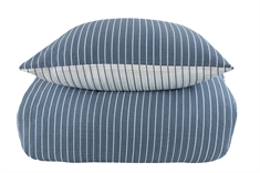 Bed linen - Seersucker bedding - 100% cotton crepe - Reversible with blue stripes