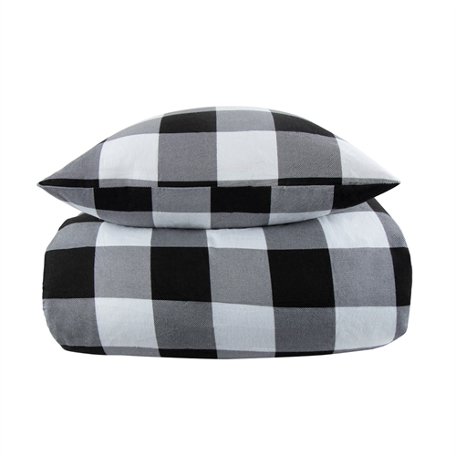 Flannel bedding 140x200 cm - Checked bedding - 100% cotton flannel - By Night bed set