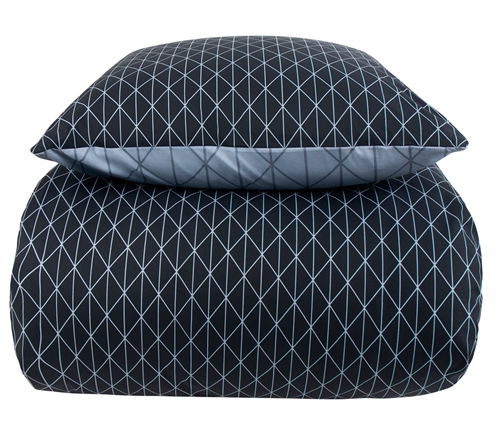 Bed linen 140x220 cm - Harlequin blue - Duvet cover with 2 designs - Bed linen in 100% cotton - Borg Living