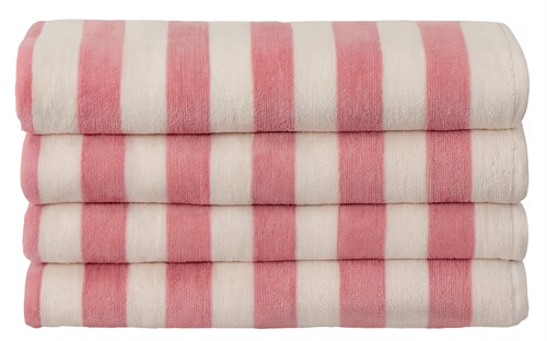 Beach towel with high absorbency - 100% soft cotton - 100x200 cm - Pink and white striped towel from Nordstrand Home