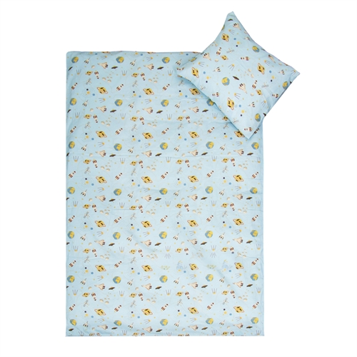 Junior bedding 100x140 cm - Blue bedding set with space motifs - 100% soft cotton bed linen
