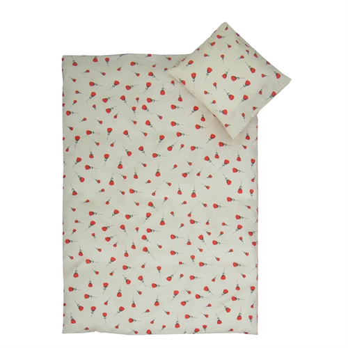 Junior bedding 100x140 cm - Beige bedding set with roses - 100% soft cotton bed linen