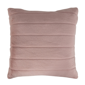 Decorative cushion - 45x45 cm - Light rose - Faux fur sofa cushion with stripes - Nordstrand Home