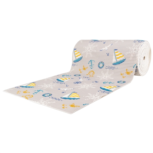 Non-slip bath mat - Available by the metre - Sailing motif - 65 cm wide - Multifunctional mat for wet areas
