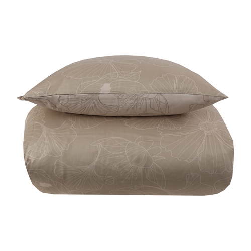 Bedding set 140x220 cm - Reversible design in 100% cotton satin - Big Flower sand - Set from By Night