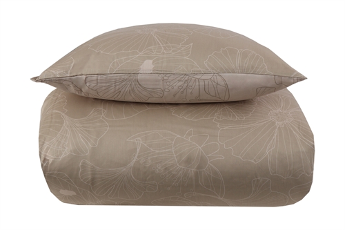 King size bedding - 240x220 cm - Reversible design in 100% cotton satin - Big Flower sand - Bedding set from By Night