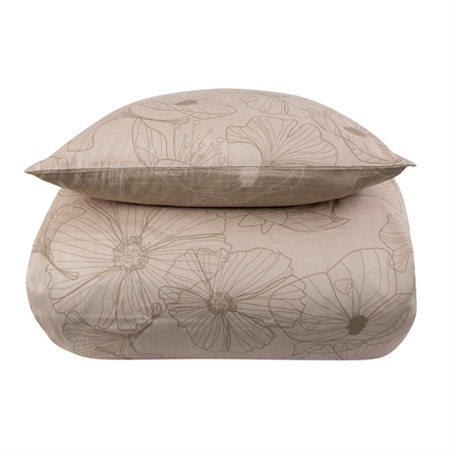 Bedding set 140x200 cm - Reversible design in 100% cotton satin - Big Flower sand - Set from By Night