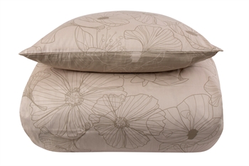 Bedding set 140x200 cm - Reversible design in 100% cotton satin - Big Flower sand - Set from By Night