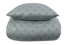 Bed linen - Cotton satin - Fan green - Reversible graphic pattern