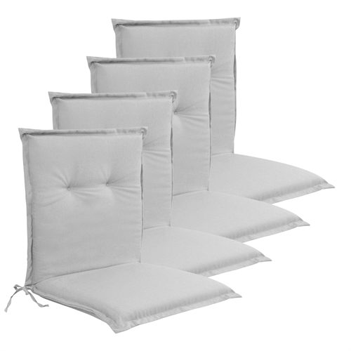 Luxury PLUS garden cushion pack for garden chair 4 pcs. - Thick foam core 7 cm - Grey garden chair cushions with extra high comfort & UV-resistant cover - Nordstrand Home cushions