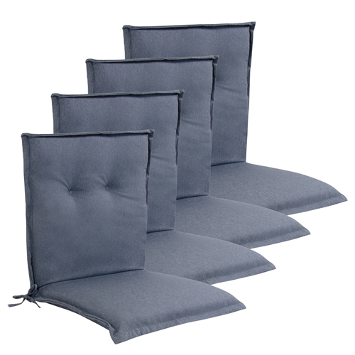 Luxury PLUS garden cushion pack for garden chair 4 pcs. - Thick foam core 7 cm - Blue garden chair cushions with extra high comfort & UV-resistant cover - Nordstrand Home cushions