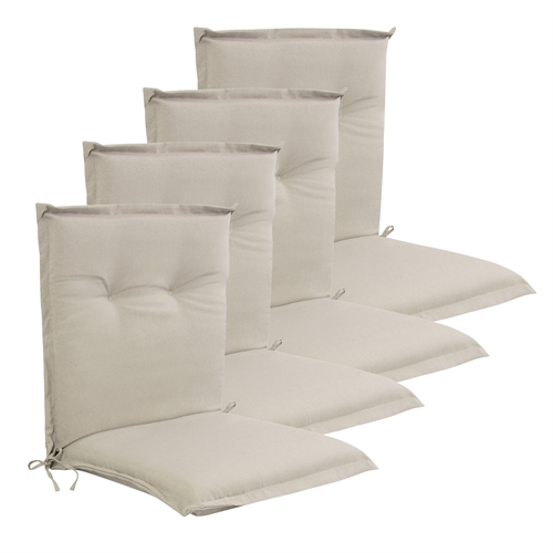Luxury PLUS garden cushion pack for garden chair 4 pcs. - Thick foam core 7 cm - Beige garden chair cushions with extra high comfort & UV-resistant cover - Nordstrand Home cushions